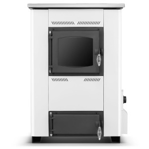 Piec Kominek Koza Kuchenka Kuchnia Węglowa Westfalka Piecokuchnia Kocioł CO TEMY ES 25kW biała
