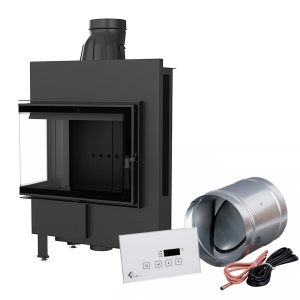 Inteligentny kominek Lucy Slim lewy BS 8 kW Ø 160 czarne wyłożenie MSK GLASS