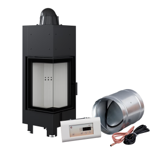 Inteligentny kominek powietrzny stalowy MBN lewy BS 10 kW Ø 200 MSK